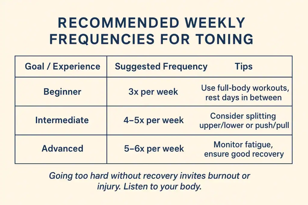 Achieving the Perfect Tone: How Often Should You Exercise for Results? 2 Graphic to show how often you should do exercise to help with toning Cheshire