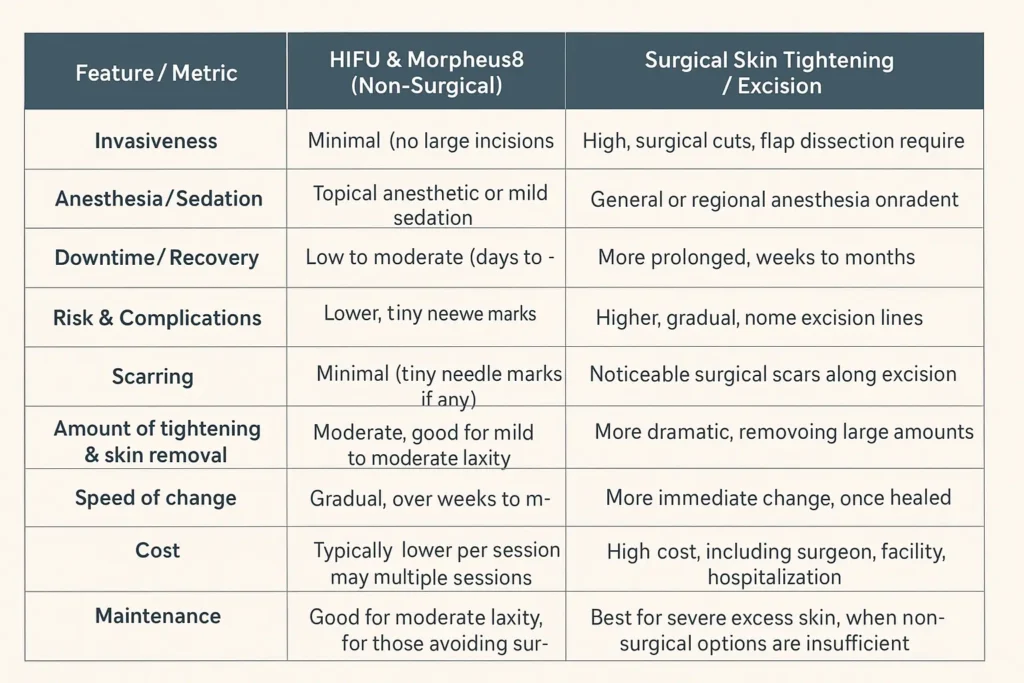 The Science of Skin Tightening 2 Table of skin tightening Cheshire benefits compared to surgical options